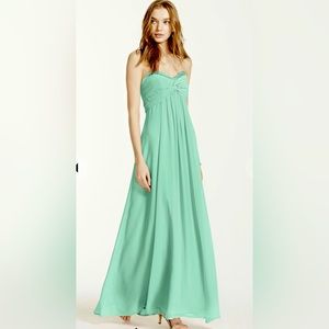 DAVID'S BRIDAL sheer long chiffon dress with sweetheart neckline Size 2 NWT